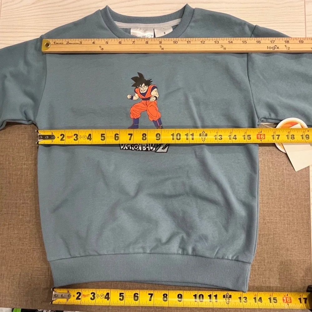 Dragon Ball Z Crew Set Boys Size 8 Blue Goku Graphic Sweatshirt Joggers 2pc NEW